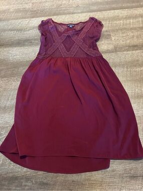 American Eagle Outfitters Burgundy Lace Top Dress